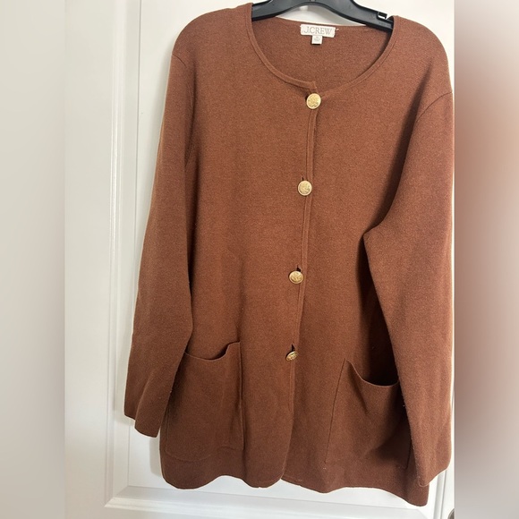 J.Crew Giselle V-Neck Sweater-Blazer Heather Walnut Size Extra Large Preppy 90s - Picture 5 of 12